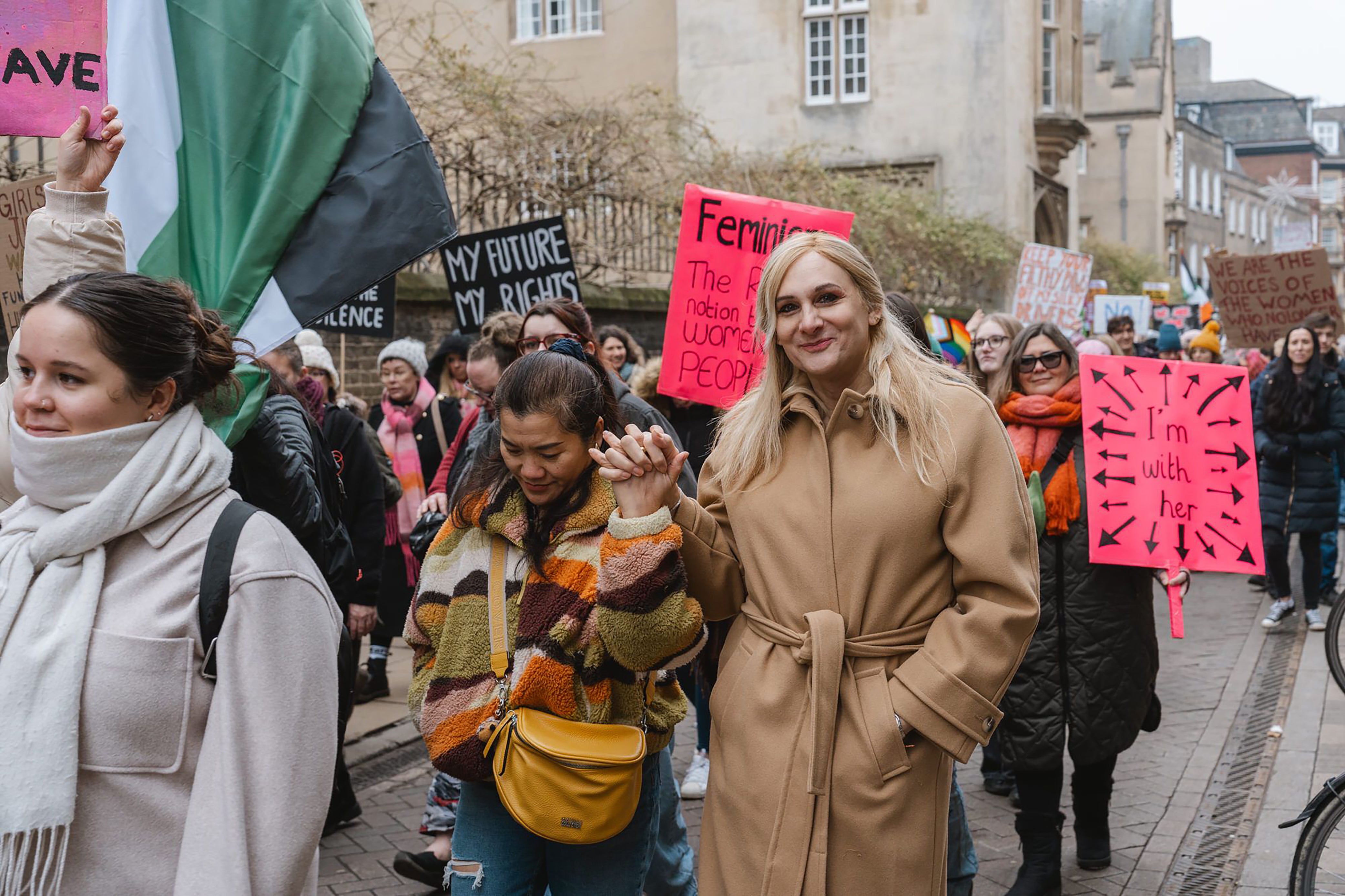 Sarah Marsh (centre right) with her wife at an Ely Pride march